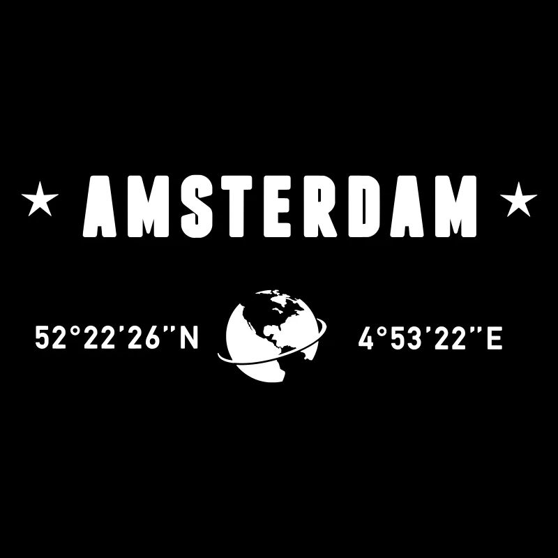 Coordonnées Amsterdam Pays-Bas : GPS Globe Blanc