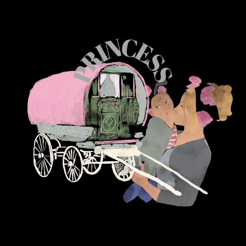 princesse, princes gitans mère et enfant peinture à la main