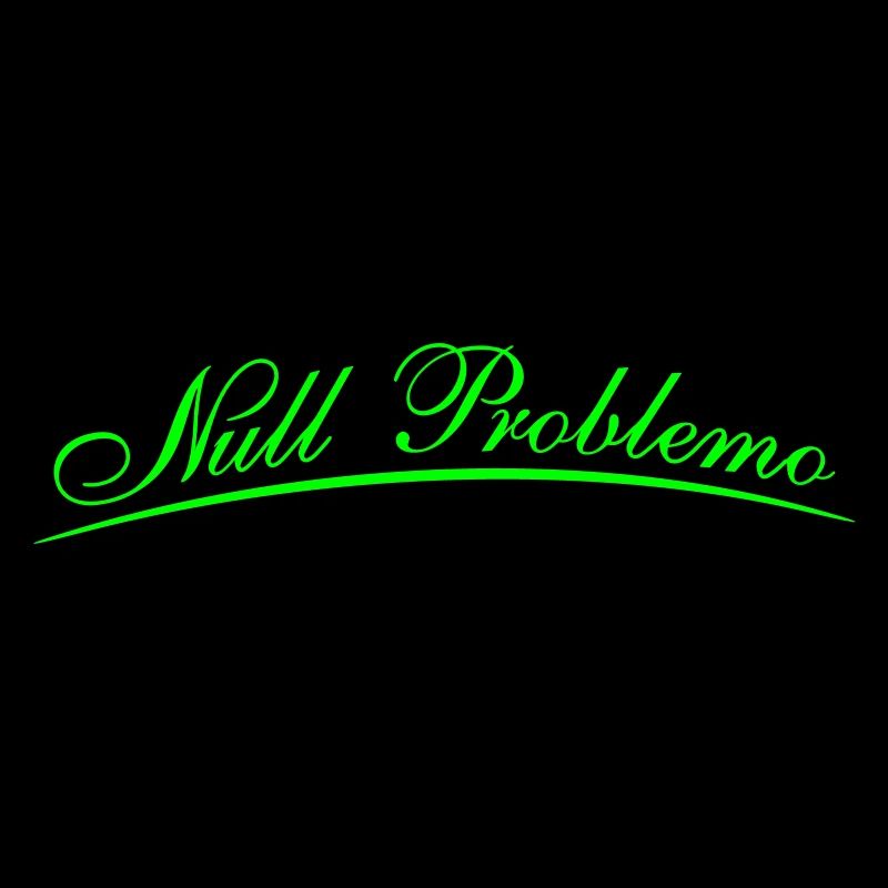Null Problemo lettering in cursive script