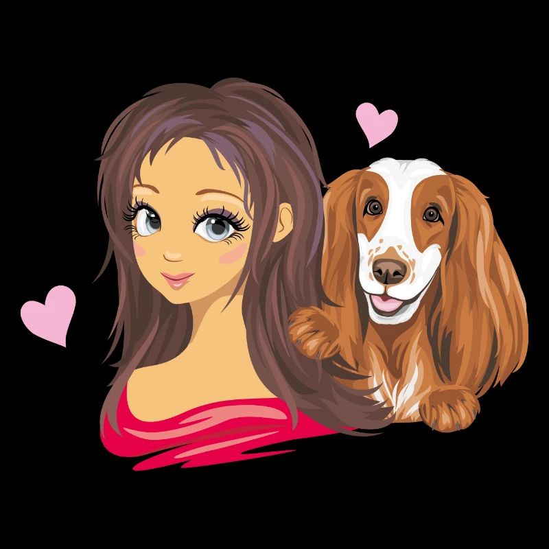 Portrait mignon d’une fille avec un chien cocker spaniel