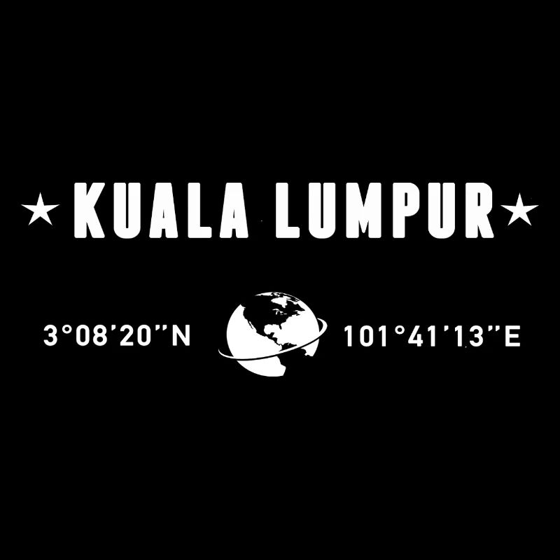 Kuala Lumpur Coordinates White Minimalist Typo