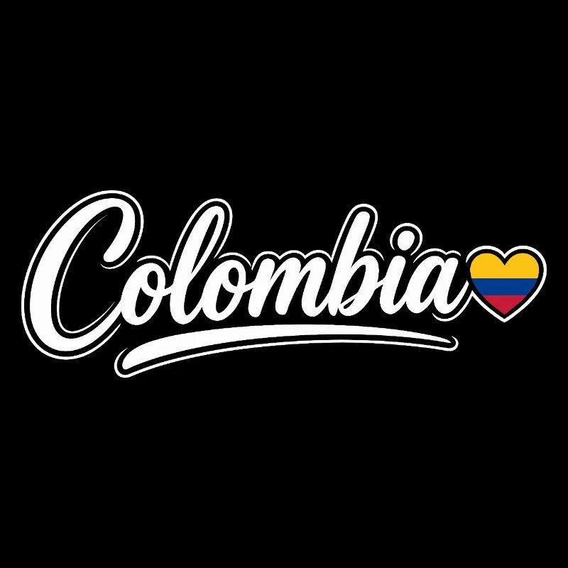 Colombia Script with Flag Heart Fan Patriotic
