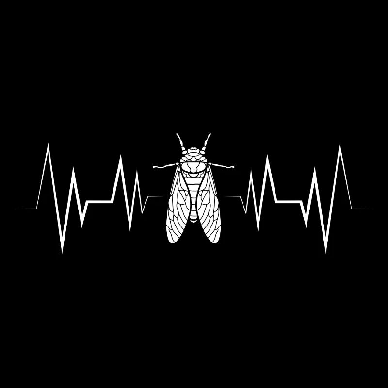 Heartbeat Cicada Silhouette