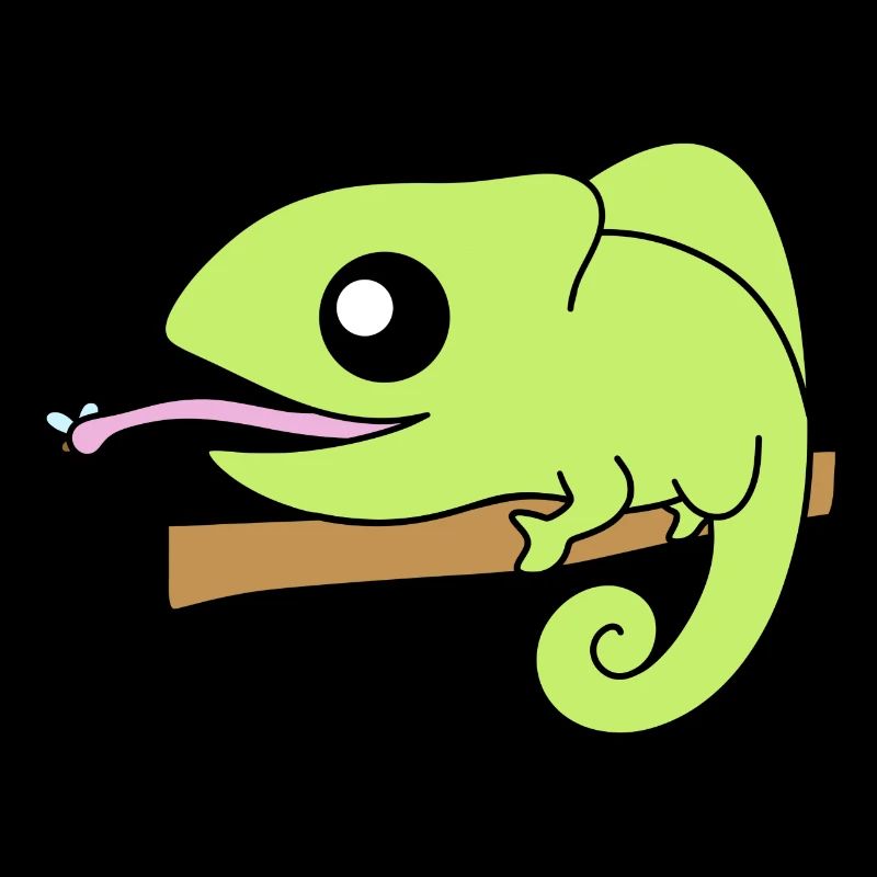 cute chameleon on tree stick
