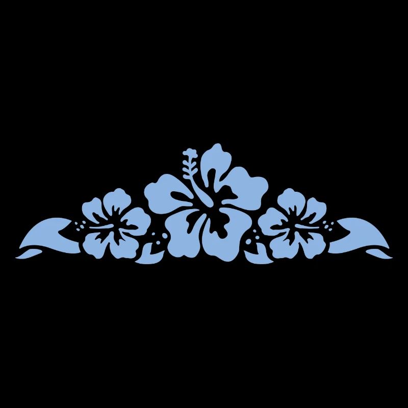 Hibiscus et feuilles - Bleu clair