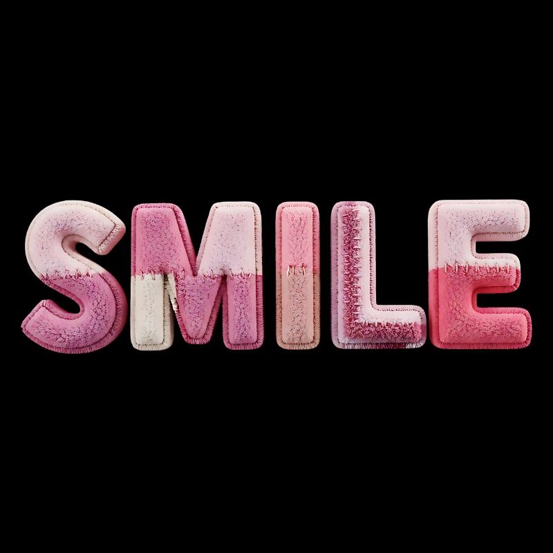 Plüsch Smile Schriftzug Patchwork Trend