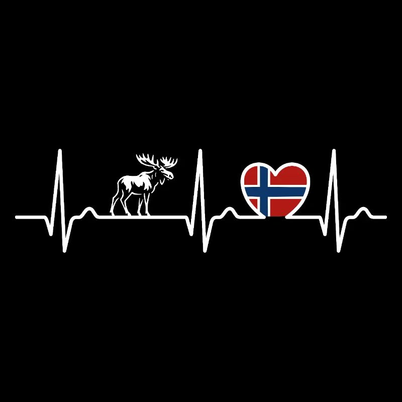 Heart Curve Norway ECG, Pulse, Moose, Gift