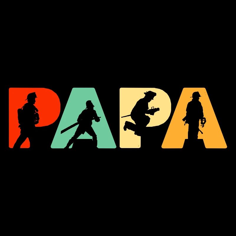 Papa Firefighter Retro Fireman Hero Dad