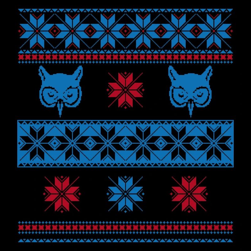 Pull Norvégien Hibou Bleu Rouge