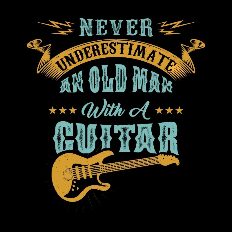 Funny old man with guitar. Gift music