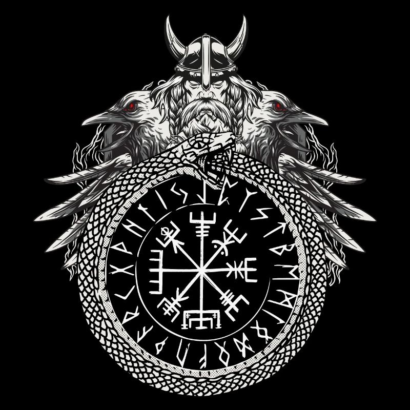 Wikinger Raben Kompass Runen