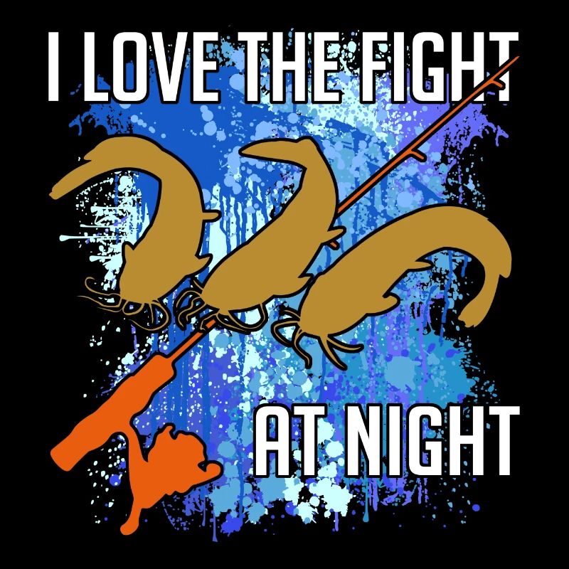 Waller catfish silhouette canne à pêche et éclaboussures de couleur