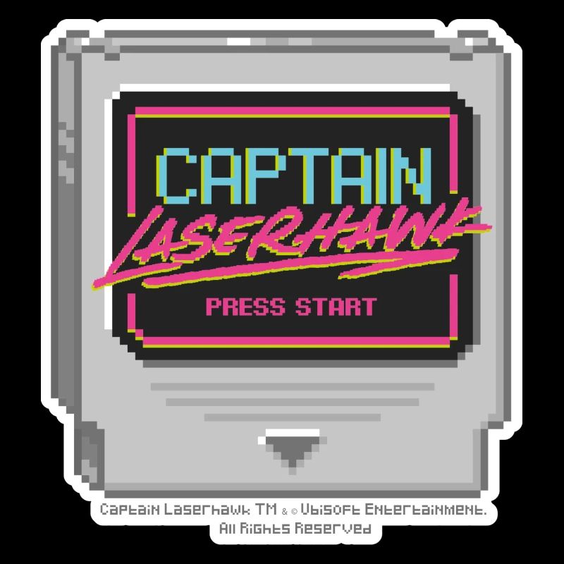 Captain Laserhawk Game Card Design Press Start