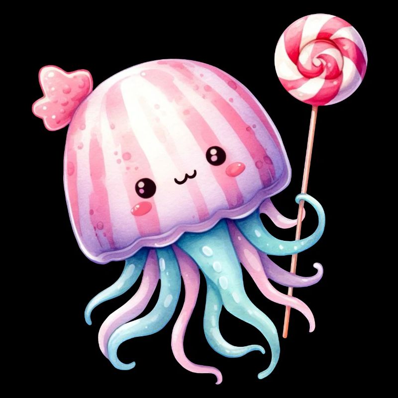 Cute baby jellyfish with candy