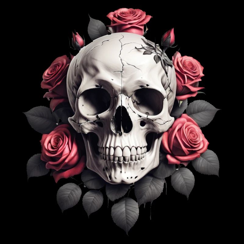 skull with roses