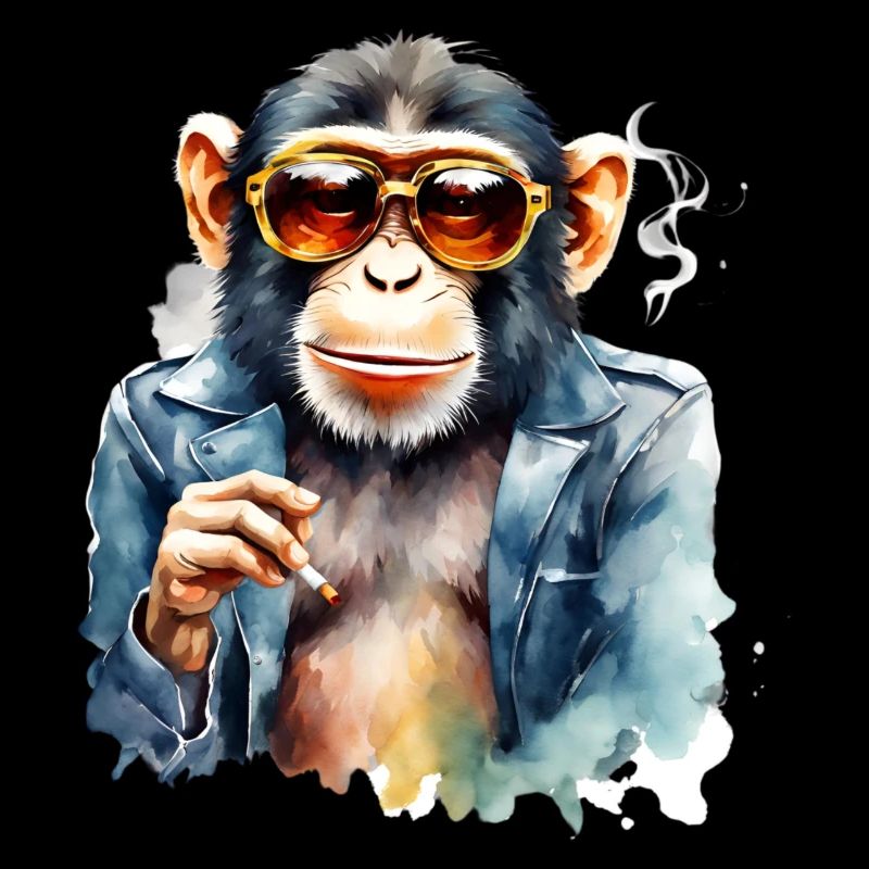 Cooler Affe mit Jeansjacke und Zigarette Bild