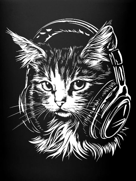 Chat Casque Musique DJ