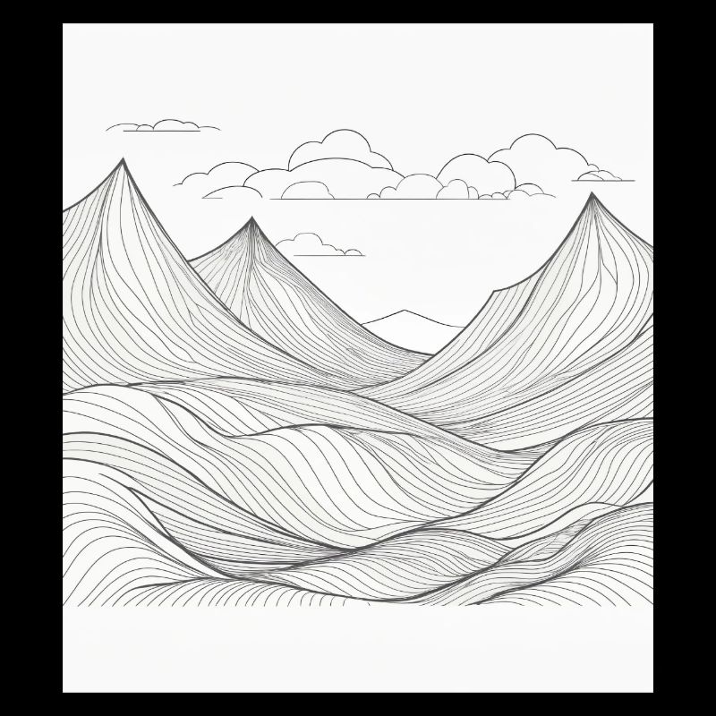 Mountain landscape in line style