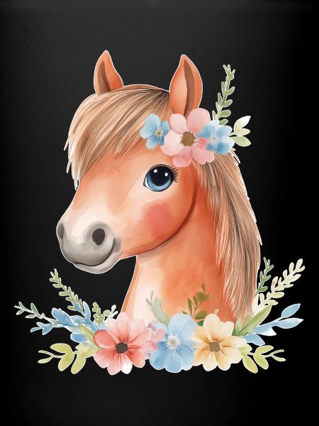 Cheval mignon avec des fleurs