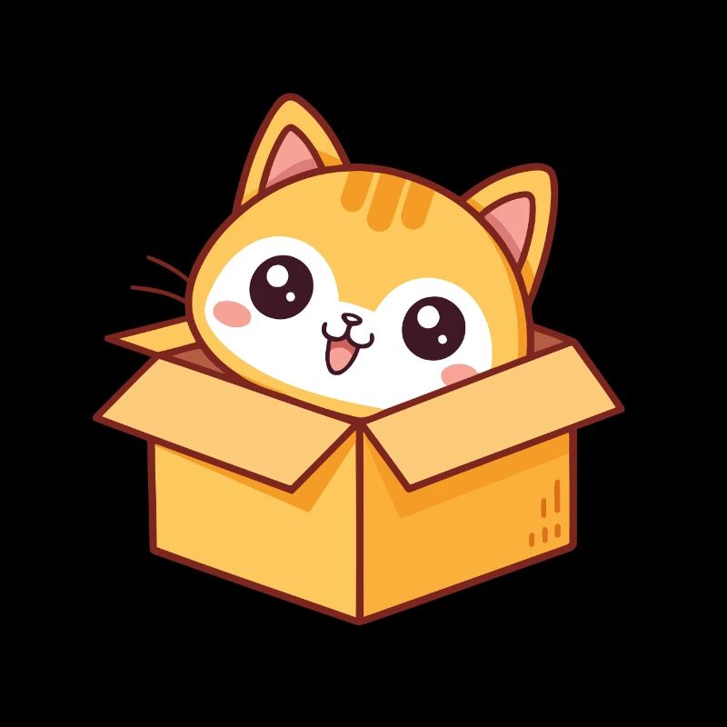 Boxed kawaii kitten