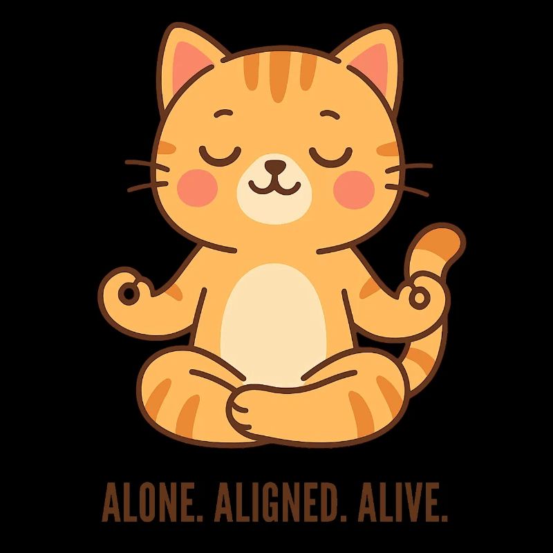 Alone Aligned Alive Meditating Cat