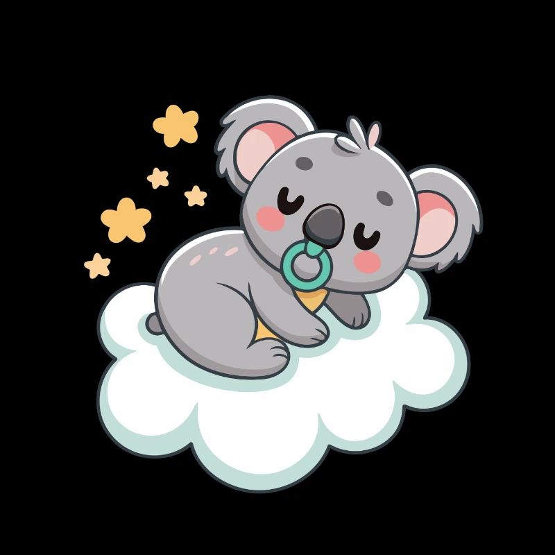 Baby Koala dreamer on pastel cloud