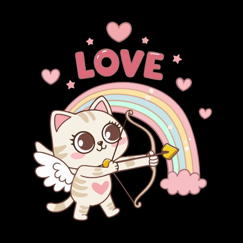 Celestial Cat Rainbow Love