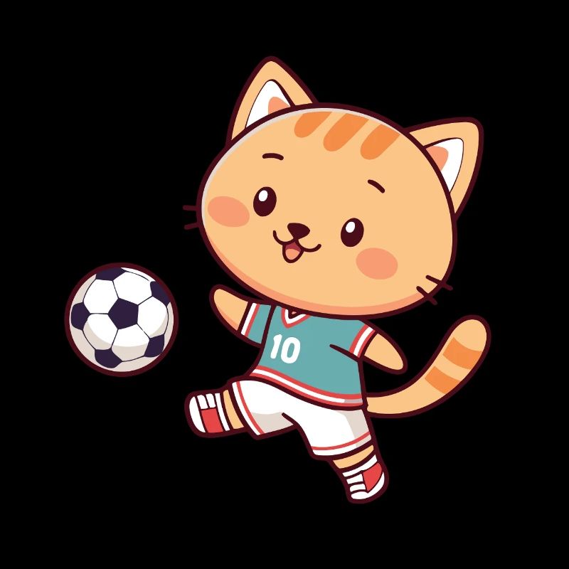 Chat joueur de foot kawaii