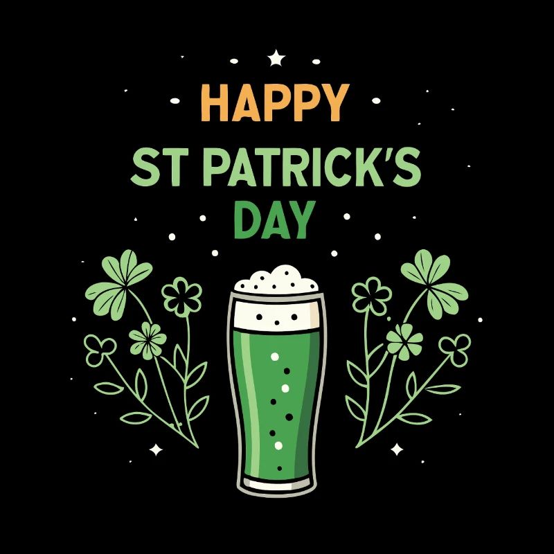 Verre vert et trèfles Saint Patrick