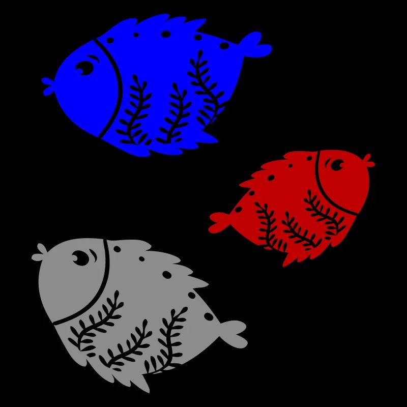 Three colored fish