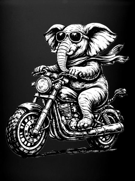 Éléphant sur moto avec style