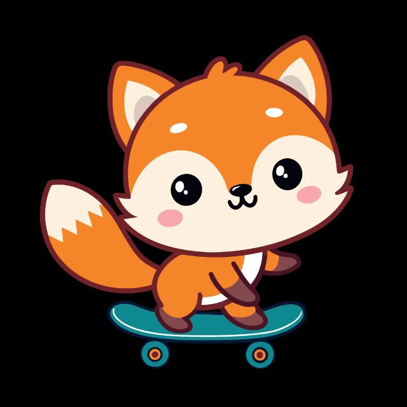 Bunter Kawaii-Skate-Fuchs