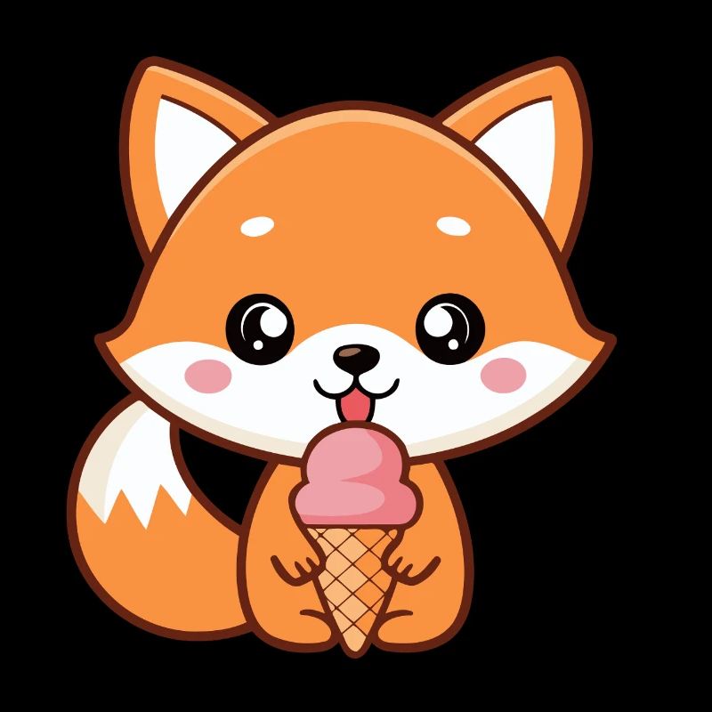 Renard gourmand glace pastel