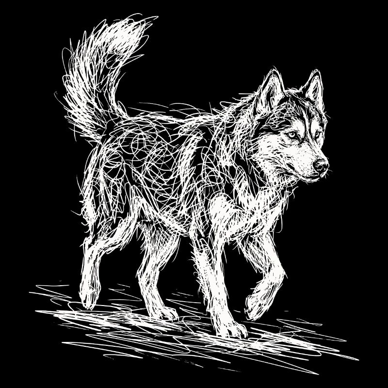Husky Sketch White – Siberian Husky Design