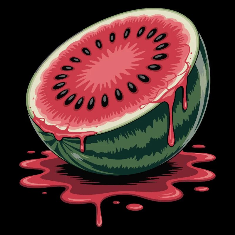 juicy halved watermelon with dripping