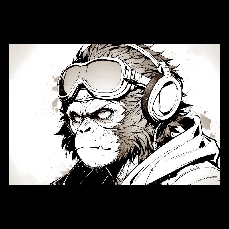 Cool monkey in futuristic style