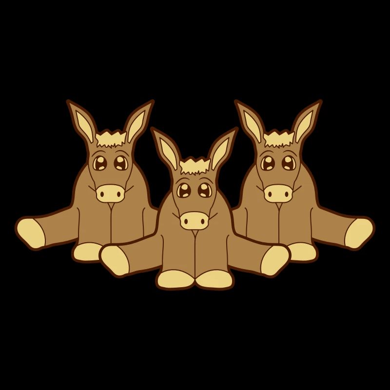 3 amis petit bébé mignon mignon assis âne pf