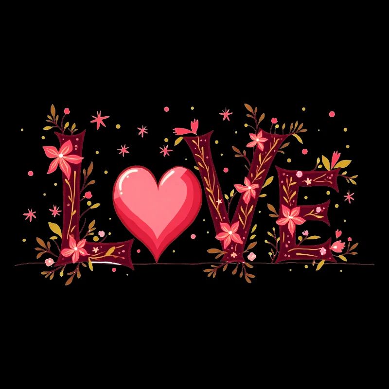 LOVE – Conception typographique élégante avec cœur