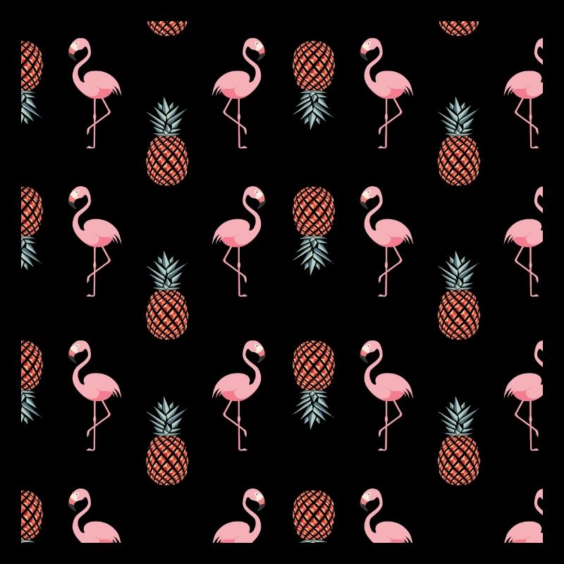 flamants roses parmi beaucoup d'ananas