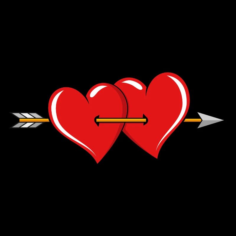 Deux coeurs avec flèche
