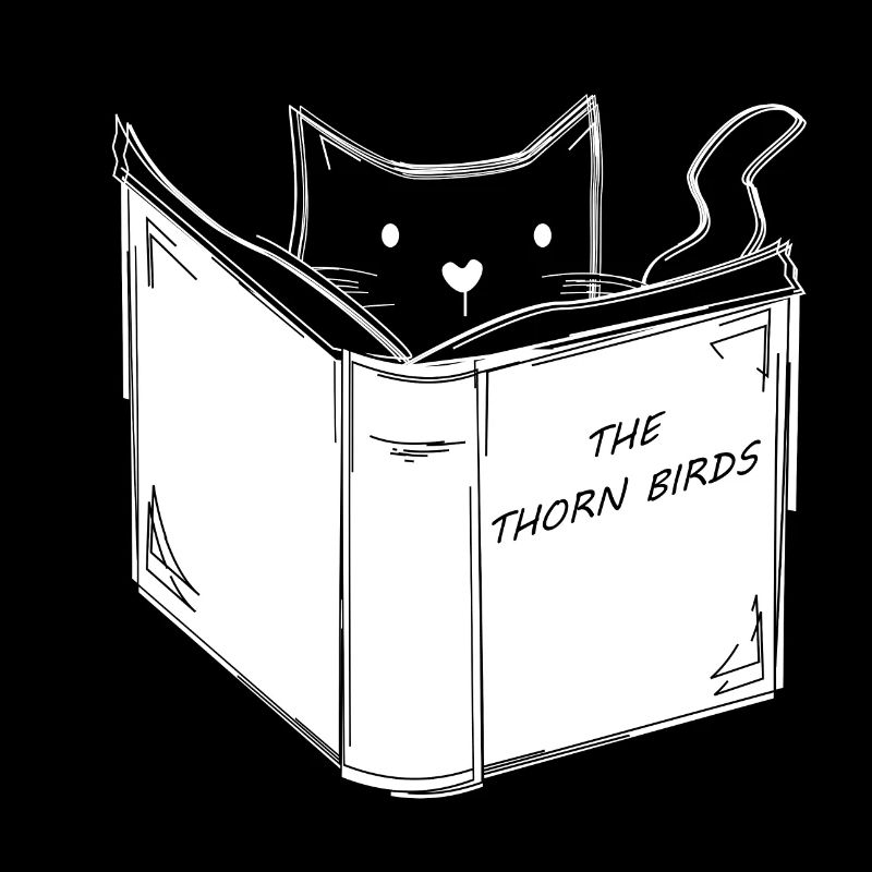 Le chat lit "The Thorn Birds"