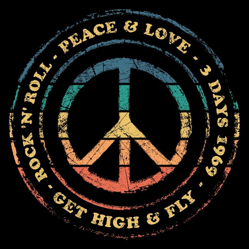 Peace Love Rock N Roll Vintage Retro