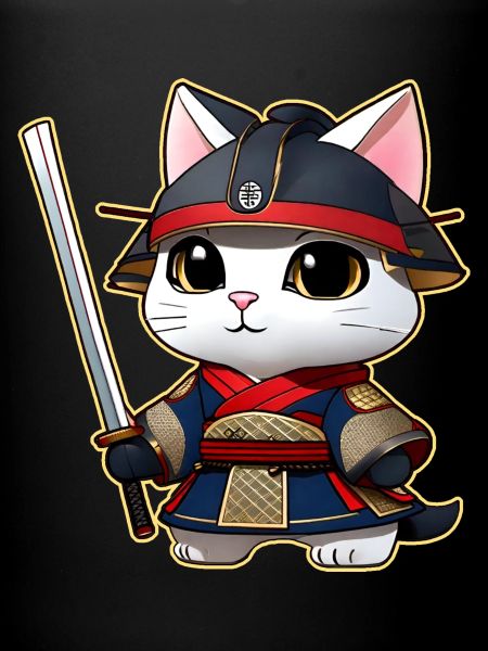 Cute samurai cat