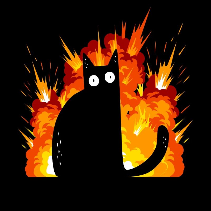 Katze I didn´t do it Explosion Schwarze Katze
