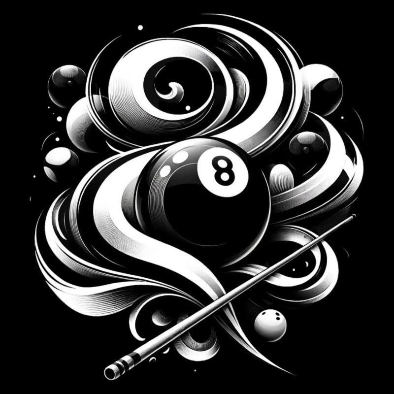 Billiards black white with 8 billiard ball