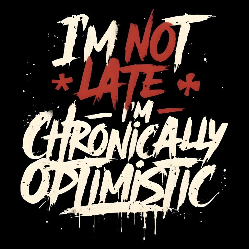 I'm Not Late – Chronically Optimistic Funny Quote