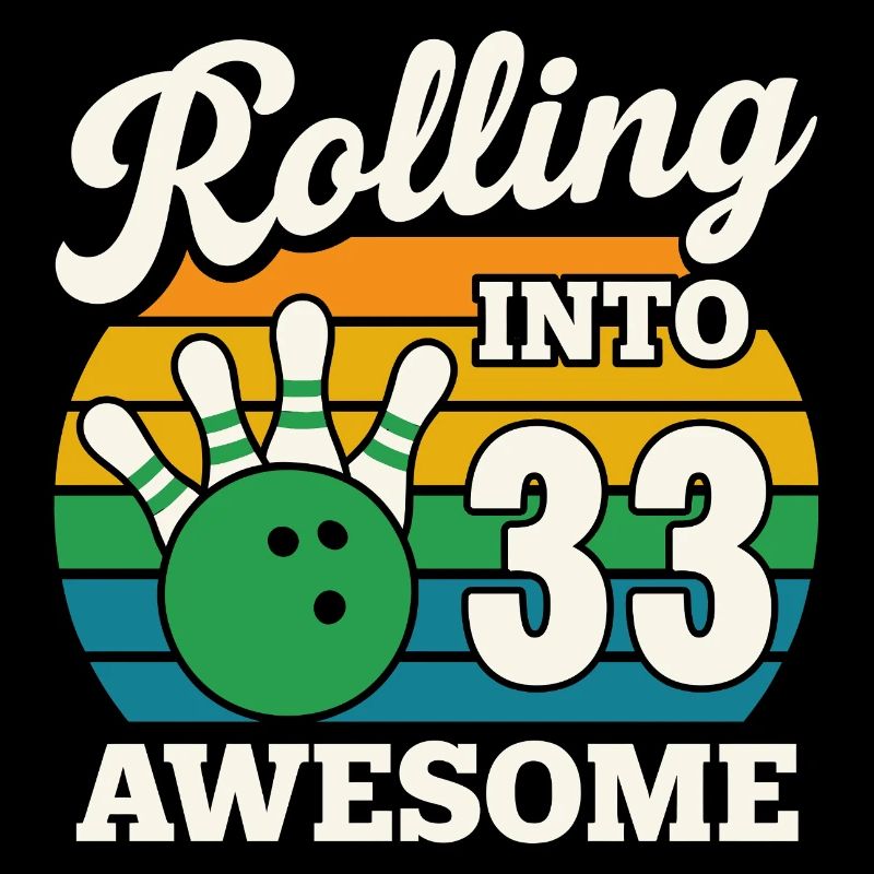 Bowling 33e anniversaire célébration graphique