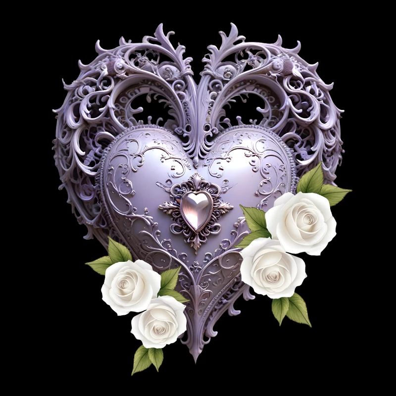 Coeur décoratif avec des roses blanches