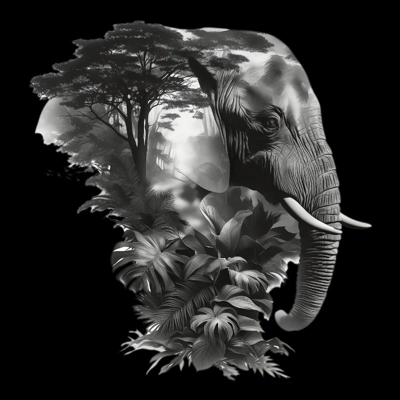 Éléphant Jungle Silhouette Double