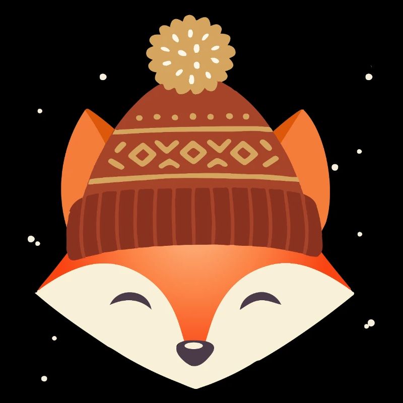 Cute fox head with winter hat – winter motif